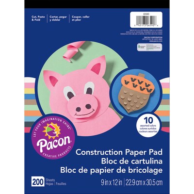 Pacon 9 x 12 Construction Paper, Assorted Colors, 200 Sheets/Pack (PAC6590)