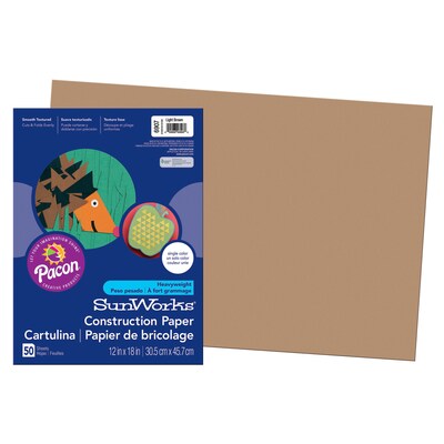 SunWorks® Construction Paper, 12x18, Light Brown, 50 Sheets