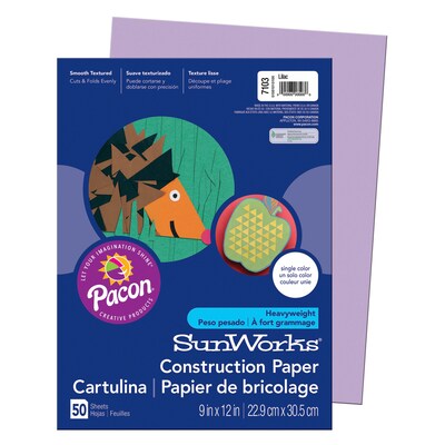 Pacon® SunWorks® Groundwood Construction Paper, Lilac, 9(W) x 12(L), 50 Sheets
