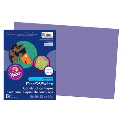 SunWorks® Construction Paper, 12x18, Violet, 50 Sheets