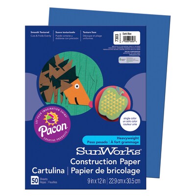 Pacon SunWorks Construction Paper 12 x 9, Dark Blue (PAC7303)