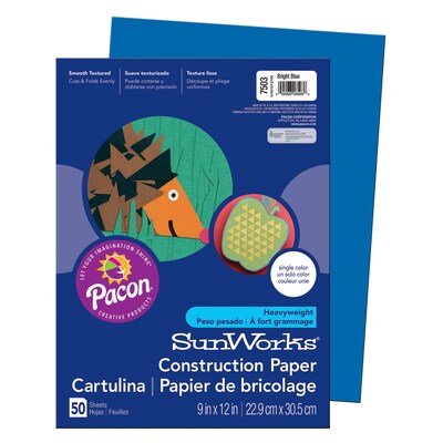 Pacon SunWorks Construction Paper 12 x 9, Bright Blue (PAC7503)