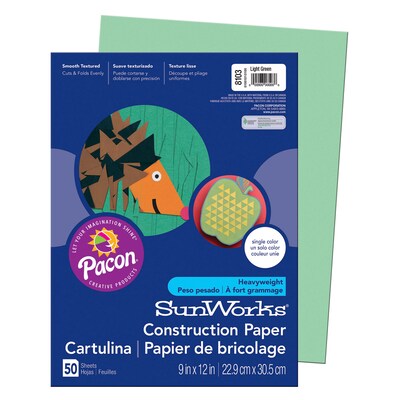 Pacon SunWorks Construction Paper 12 x 9, Light Green (PAC8103)