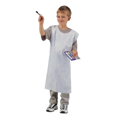 Pacon Youth Disposable Aprons, White, 24 x 35, 100 Count (PAC91240)