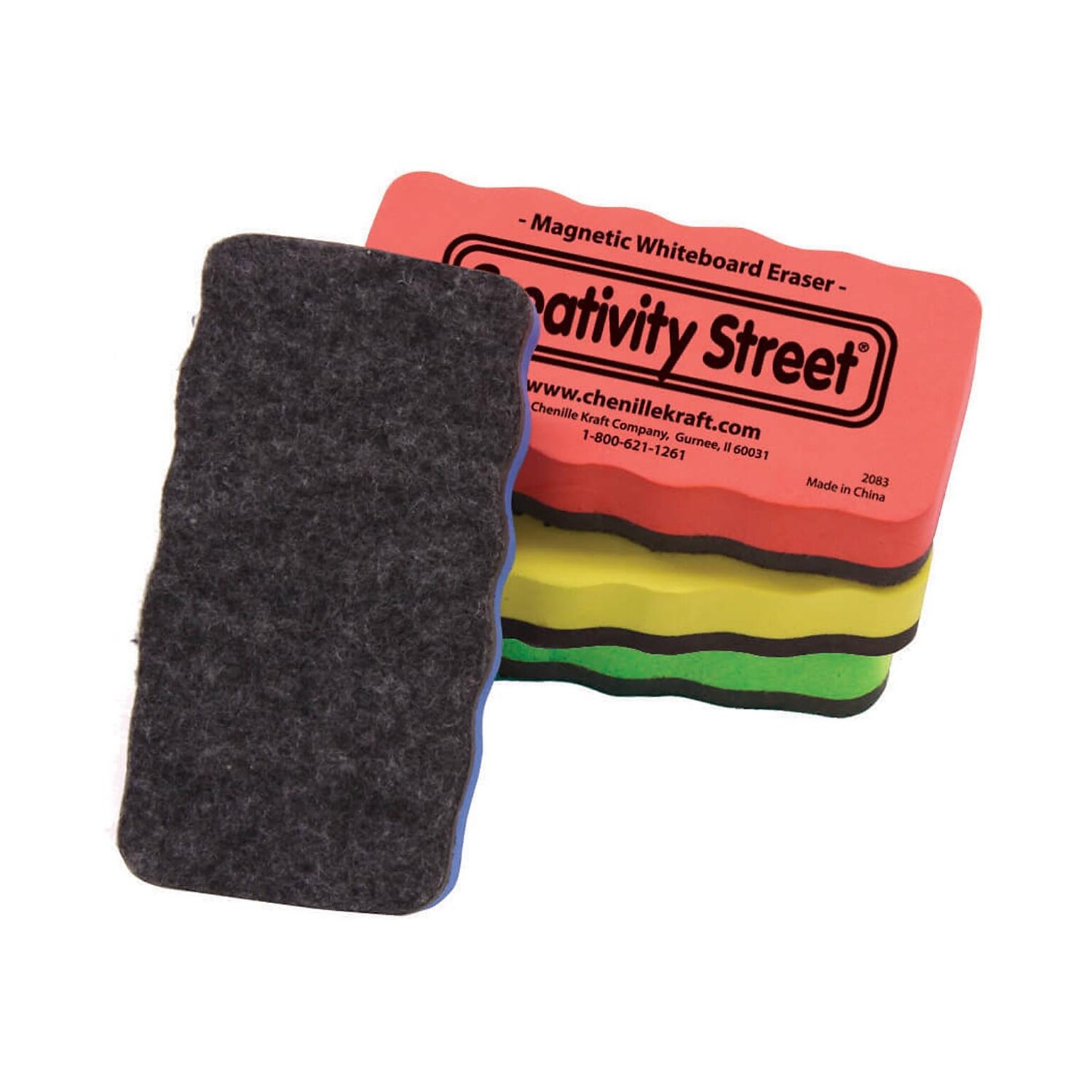 Creativity Street® Magnetic Erasers, 4.25 x 2.25, Assorted Colors, 4 Pieces/Pack, Bundle of 3 Packs (PACAC2083)