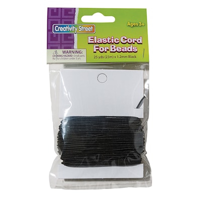 Creativity Street® Cord, 1.2 mm x 25 yds., Black Elastic, bundle of 3 (PACAC3728)