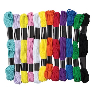 Pacon Embroidery Thread Ages 3+, Thread 3 Count of 12 Assorted Colored Thread Per Order (PACAC6475)