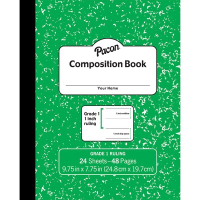 Pacon 1-Subject Composition Notebooks, 9.75" x 7.5", College Ruled, 24 Sheets, Green (PACMMK37137)