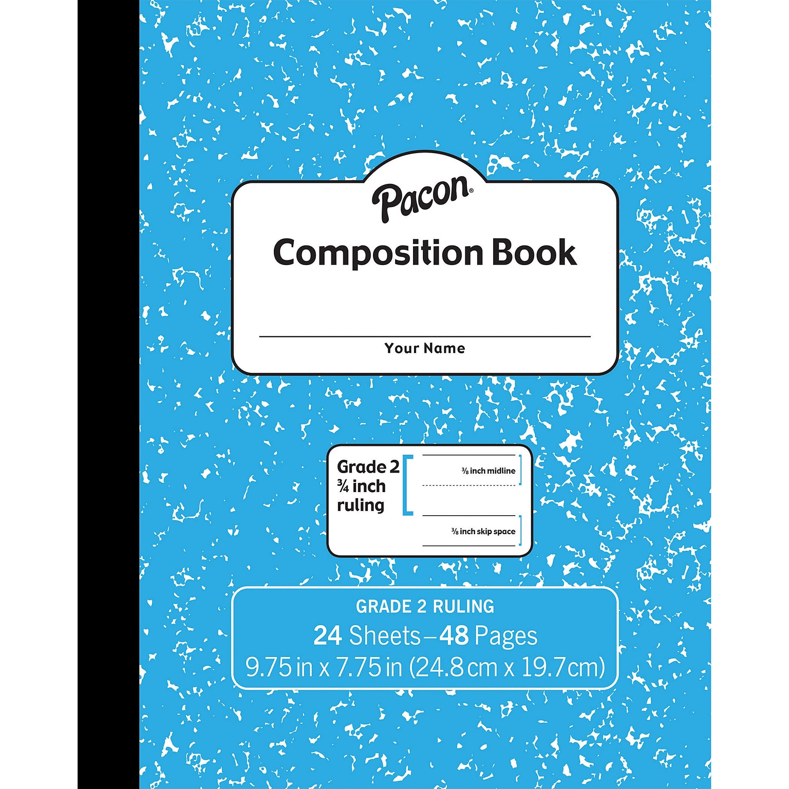 Pacon 1-Subject Composition Notebooks, 9.75 x 7.5, College Ruled, 24 Sheets, Blue (PACMMK37138)