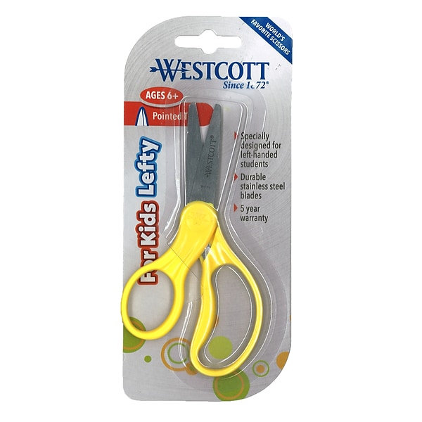 Westcott Kids Scissors Caddy, 5 inch, Stainless Steel, Pointed, for School, Assorted Colors, 24-Pairs