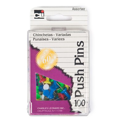 Charles Leonard 7/16 Push Pin, Assorted (CHL200AR)