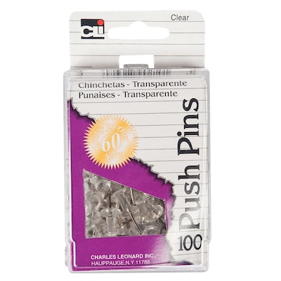 Charles Leonard 7/16 Push Pin, Clear