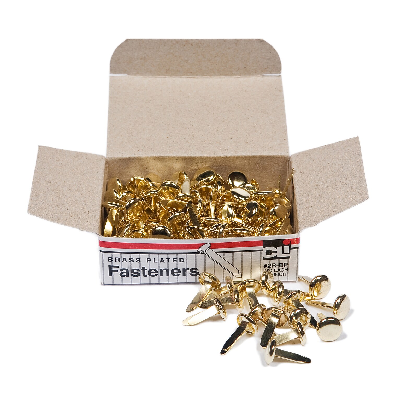 CLN Round Head Fasteners, 1/2, Brass, 1800 Fasteners/Bundle (CHL2RBP)