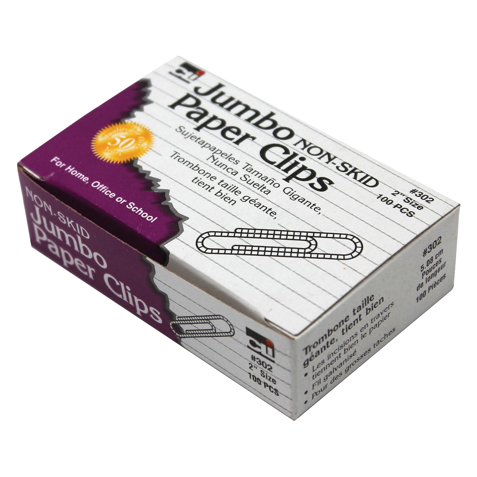 Charles Leonard Non Skid Jumbo Paper Clips, 2 Pack/Bundle (CHL302)