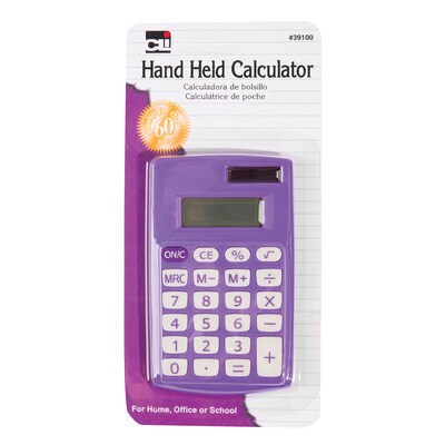 Charles Leonard CHL39100 8 Digit Display Primary Calculator, Assorted Colors