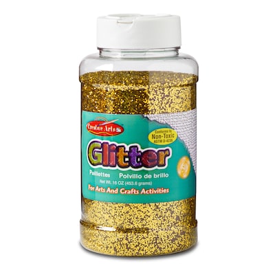 Charles Leonard Gold Glitter Ages 3+, 3 Count of 16 Oz Bottle (CHL41170)