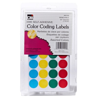 3/4 Color Coding Labels Assorted, 1000 labels (CHL45100)