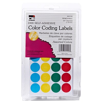3/4 Color Coding Labels Assorted, 1000 labels (CHL45100)