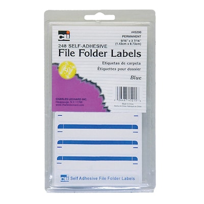 Charles Leonard File Folder Labels, Blue, 6 packs of 248 (CHL45215)