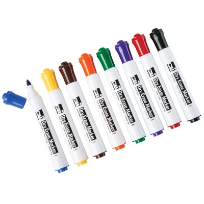 Charles Leonard Barrel Style Normal Dry Erase Markers, Chisel Tip, Assorted, 8/Pack (CHL47828)