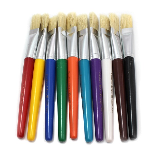 Charles Leonard Brush Set with Flat Stubby Handle, 10/Pack