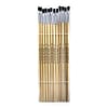 Charles Leonard Flat Easel Paint Brushes With 1/4 Wide Natural Handle, Black Bristle, 12/Pack