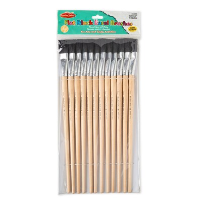 Charles Leonard Long Handle Easel Brush, Size 18, Natural Bristle, Flat, Pack of 12 (CHL73575)