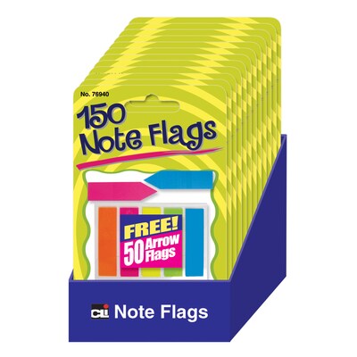 Charles Leonard, Note Flags Pack of 30 in 5 Colors, Bundle of 12, Total of 2400 (CHL76940ST)