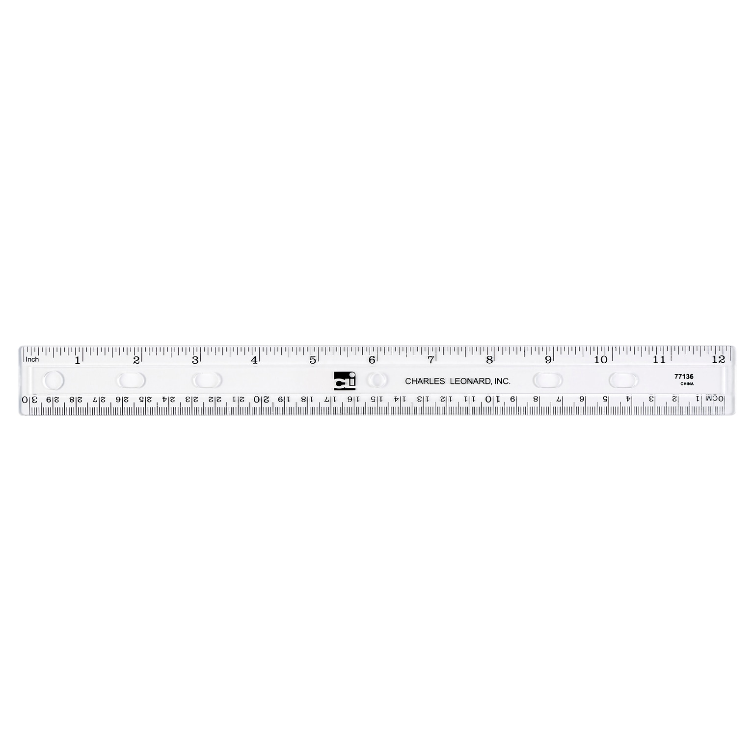 CLI 12 Plastic Ruler, 12 Length, Metric Measuring System, Plastic, 36/Box, Clear