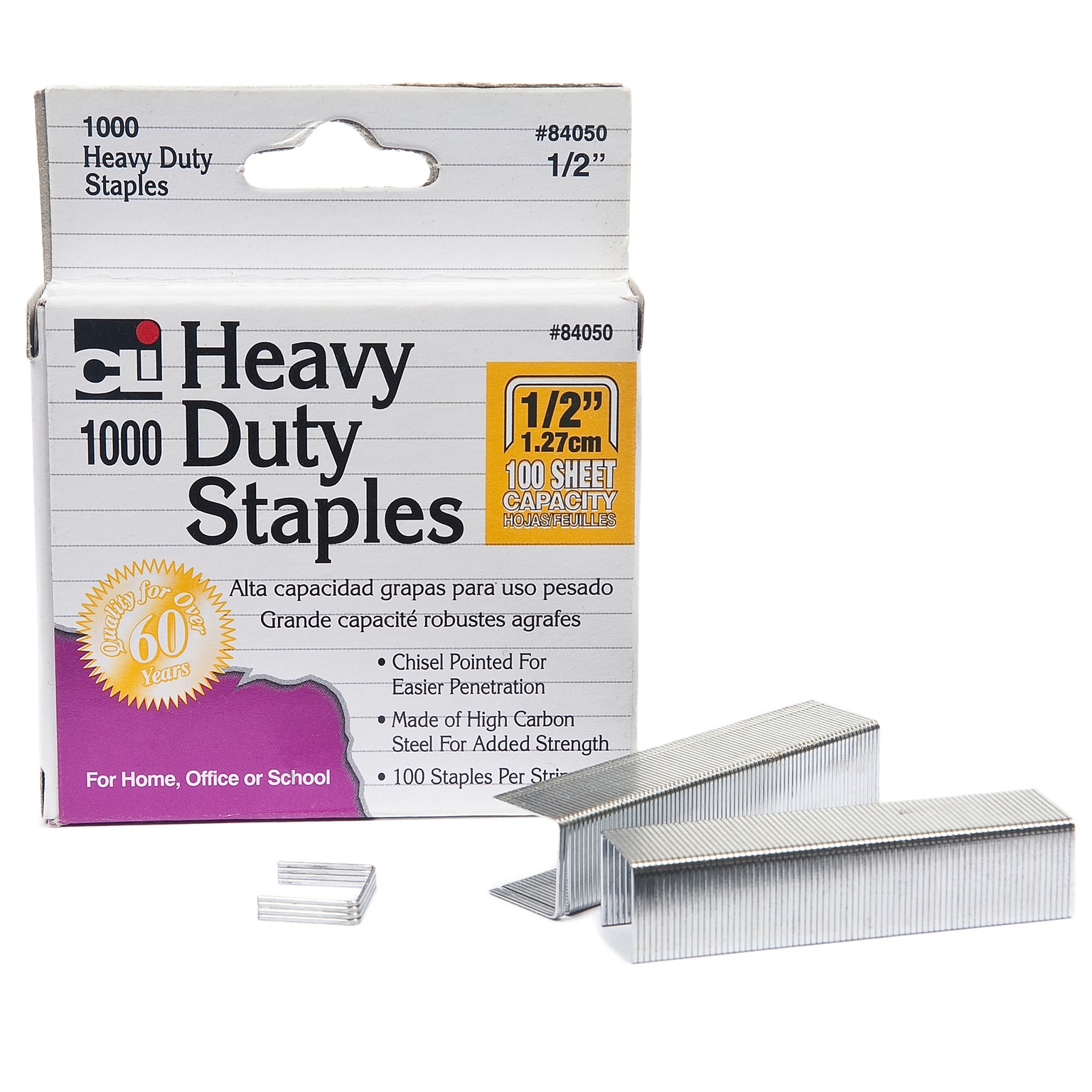 Charles Leonard Heavy Duty Staples, 1/2, 1000/box (CHL84050)