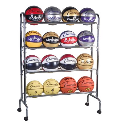 Champion Sports 4 Tier Portable Ball Cart, Silver (CHSBRC4)