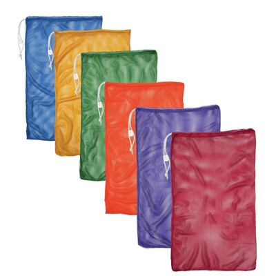 Champion Sports Nylon-Mesh Equipment Bag. Assorted Colors, Set of 6 (CHSMB21SET)