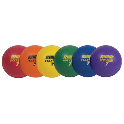 Champion Sports Rubber 7 Playground Ball. Assorted Colors, Set of 6 (CHSPX7SET)