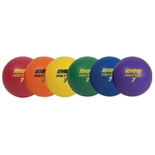 Champion Sports Rubber 7 Playground Ball. Assorted Colors, Set of 6 (CHSPX7SET)