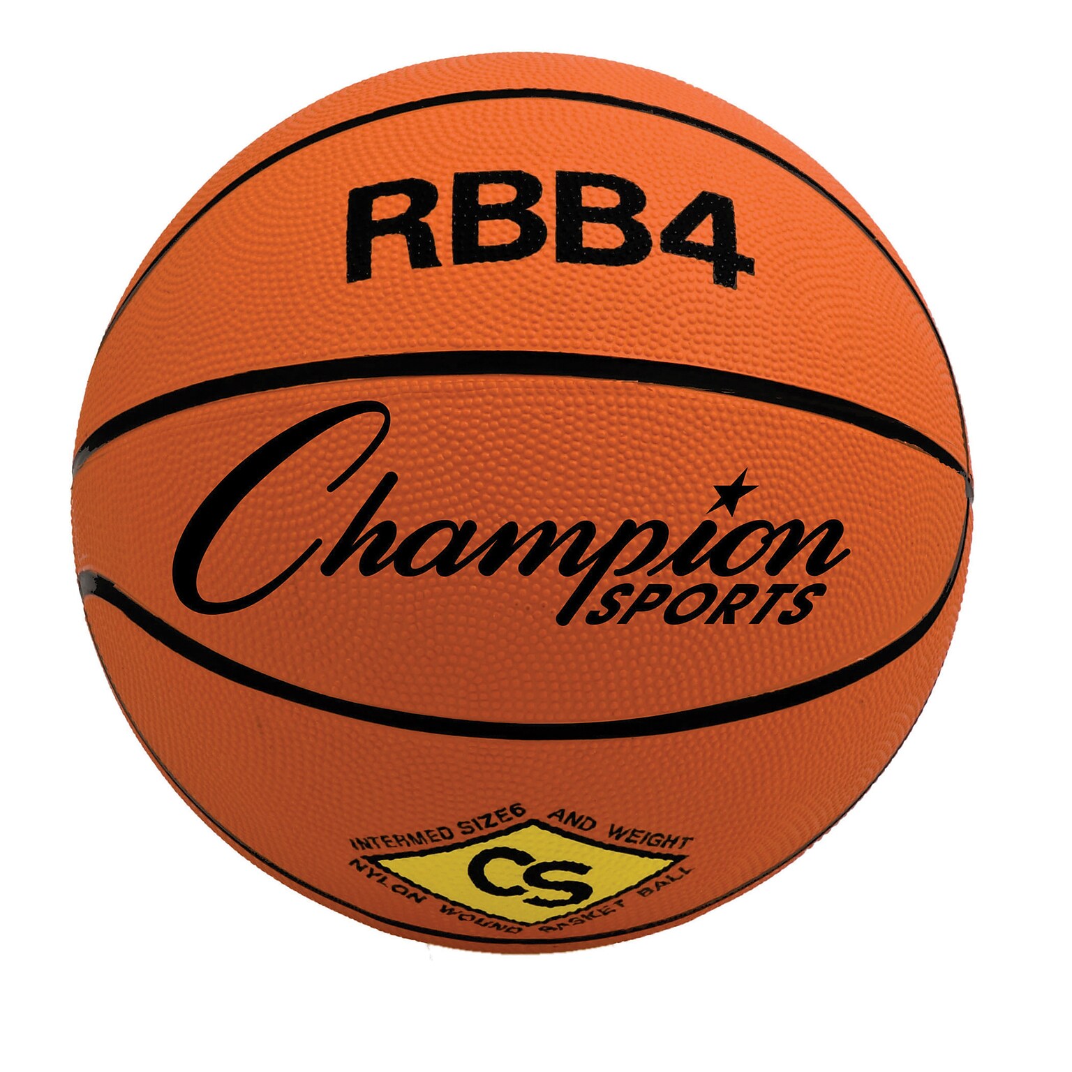 Champion Sports Intermediate Rubber Basketball, Orange, Each (CHSRBB4)