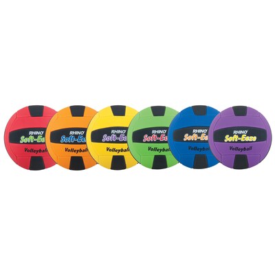 Champion Sports Rhino Softeeze Vinyl Volleyball Set. Assorted Colors, Set of 6 (CHSRS2SET)
