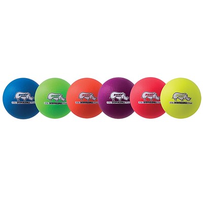 Champion Sports Rhino Skin Foam 6 Low Bounce Dodgeball Set, Assorted Colors, 6/Set (CHSRXD6NRSET)