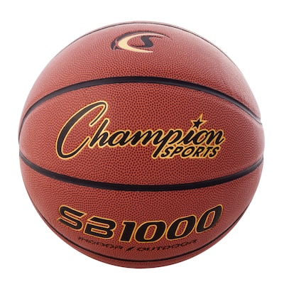 Champion Sports Official Size Rubber Basketball. Orange and Black, (CHSSB1000)