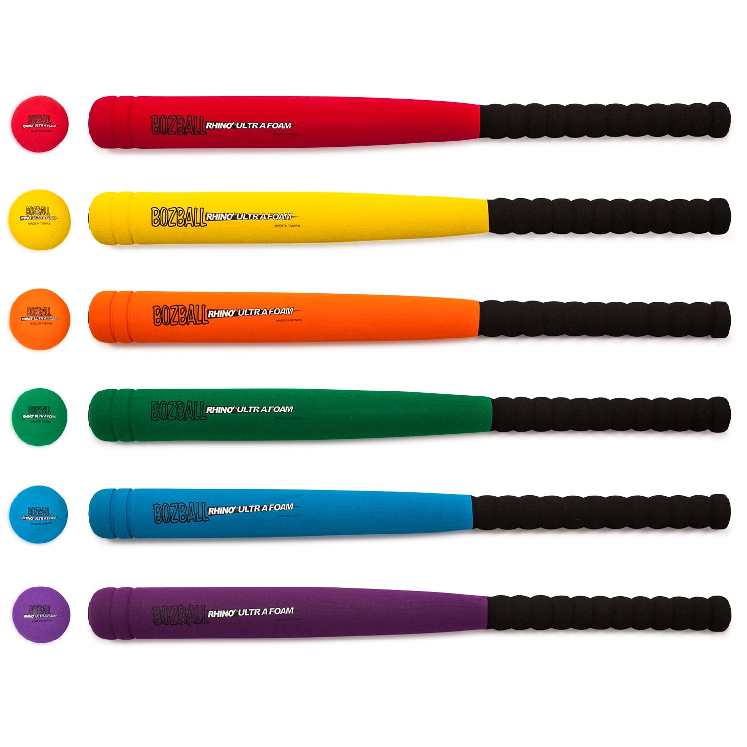 Champion Sports Rhino Ultra Foam 29 Bat & Ball Set, Assorted Colors, 12/Set (CHSSB29SET)