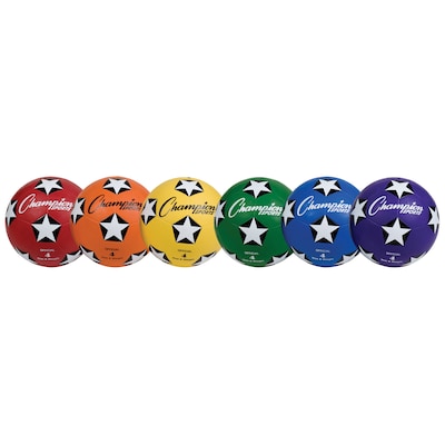 Champion Sports Rubber Cover Soccer Ball Set, Size 4, Assorted Colors (CHSSRB4SET)