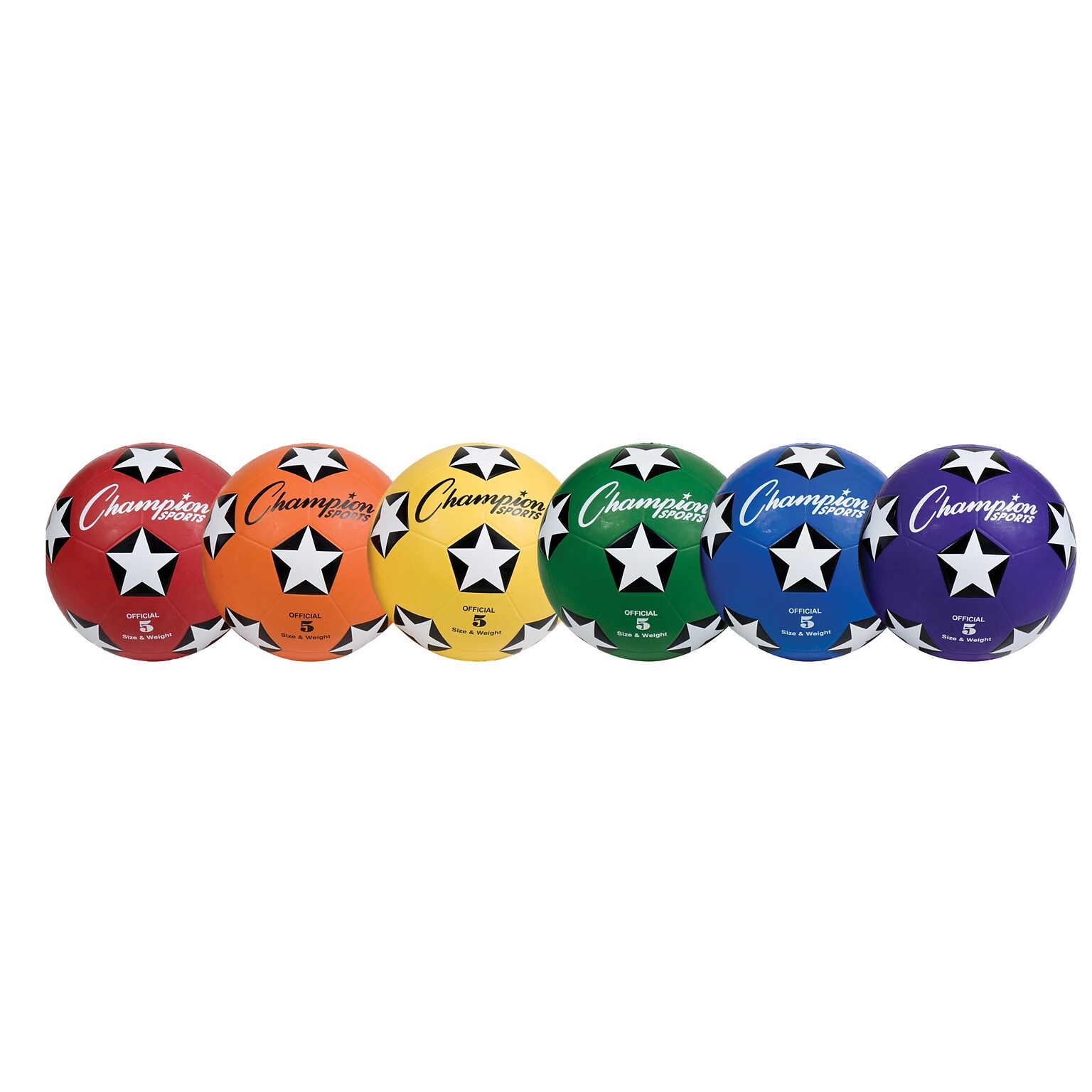 Champion Sports Rubber Cover Size 5 Soccer Ball Set of 6 Balls (CHSSRB5SET)