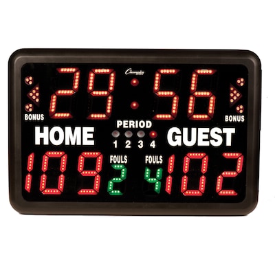 Champion Sport Electronic op Scoreboard Plastic, Electrical Components, and Lights Scoreboard. Black (CHST90)