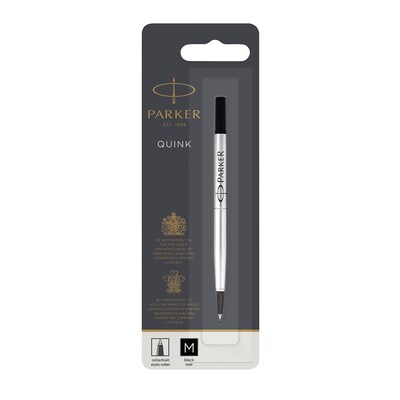 Parker Quink Rollerball Pen Ink Refill, Medium Tip, Black, 1 Count