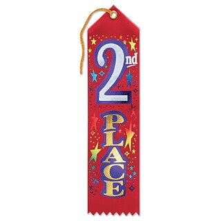 Beistle 2nd Place Award Ribbon, 2 x 8, Pack of 6 (DM-AR02)