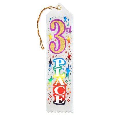 Beistle 3rd Place Award Ribbon, 2 x 8, Pack of 6 (DM-AR03)