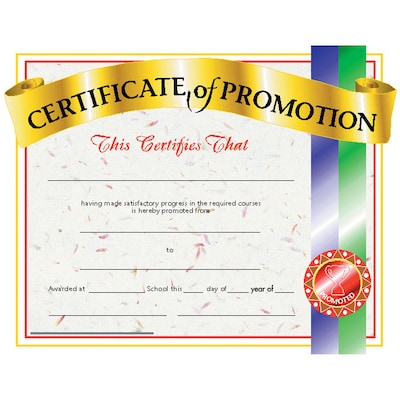Hayes Certificate of Promotion, 8.5 x 11, Pack of 30 (H-VA509)