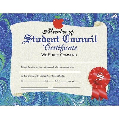 Hayes Member of Student Council Certificate, 8.5 x 11, Pack of 30 (H-VA530)