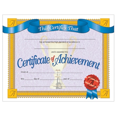 Hayes Certificate of Achievement, 8.5 x 11, Pack of 30 (H-VA608)