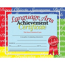 Hayes Language Arts Achievement Certificate, 8.5 x 11, Pack of 30 (H-VA685)