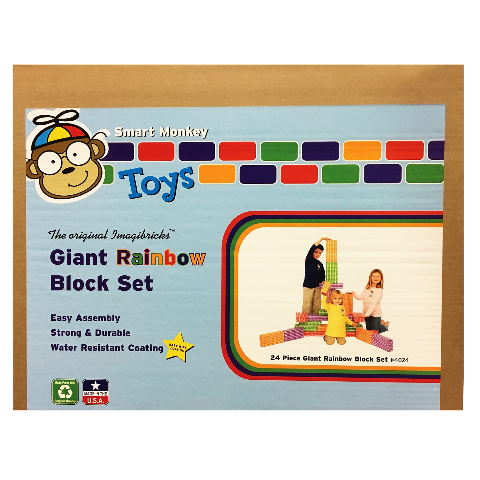 ImagiBRICKS™ Giant Rainbow Building Block Set, 24 Piece Set